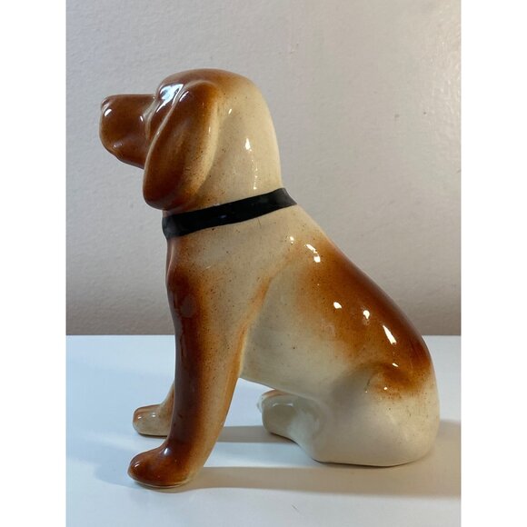 Bassett Hound Dog Vintage Glazed Ceramic Sitting Figurine Unmarked - Picture 6 of 16